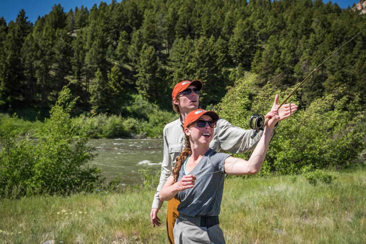 Montana fly fishing guide and client Your guide can offer tips and instruction to help you improve as an angler