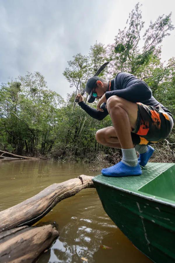 Fishing in Brazil Hacking our way through the side channels to fish isolated oxbow lakes was always an adventure