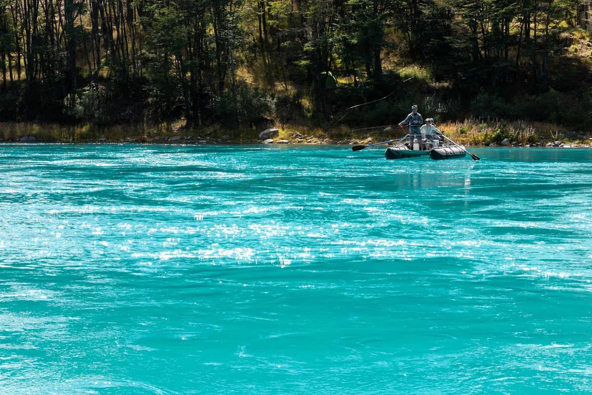 Rio Baker Dave casts from a cataraft while fishing the Rio Baker on day one at Green Baker Lodge