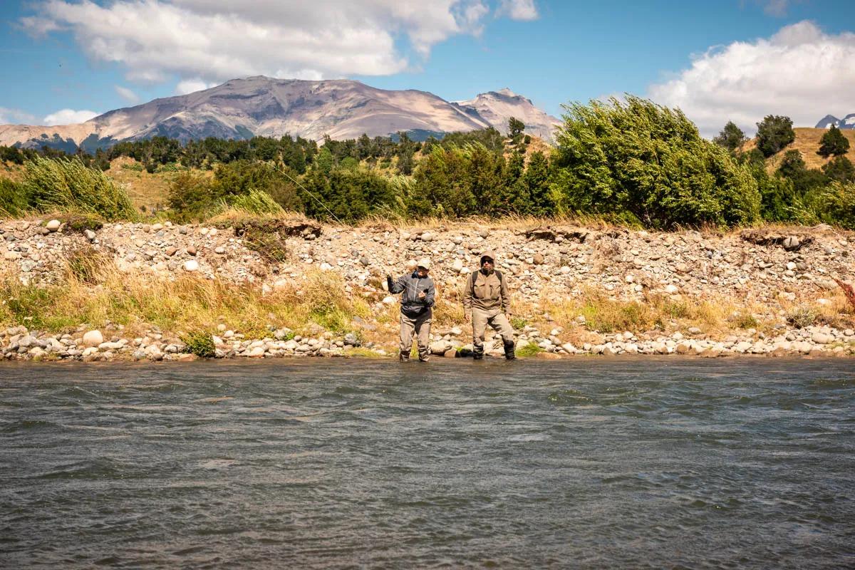 Fishing the Rio Simpson Lisa and guide Sebastian fish the Rio Simpon near Coyhaique, Chile on the first full day of fishing