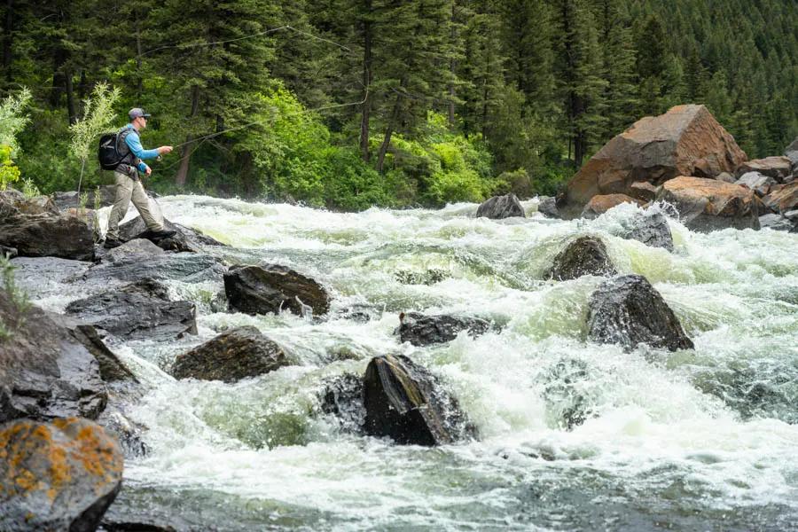 Open your casting stroke to produce a wider loop. This prevents tailing loops and tangles. This is especially important when fishing nymph rigs with mulitple pivot points created by weighted flies, weights and strike indicators.