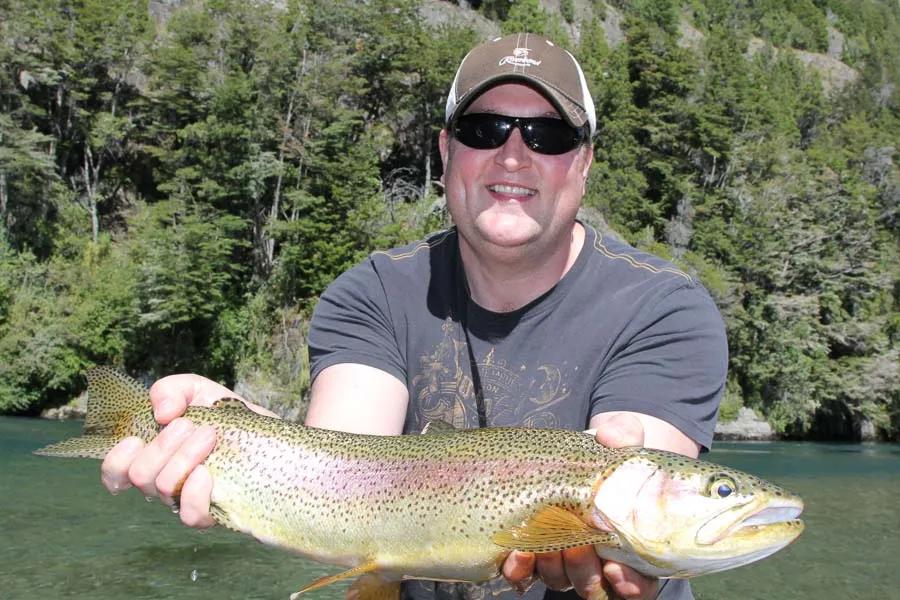 Bryan managed to land this heavy rainbow wihout setting his beer down...always impressive!