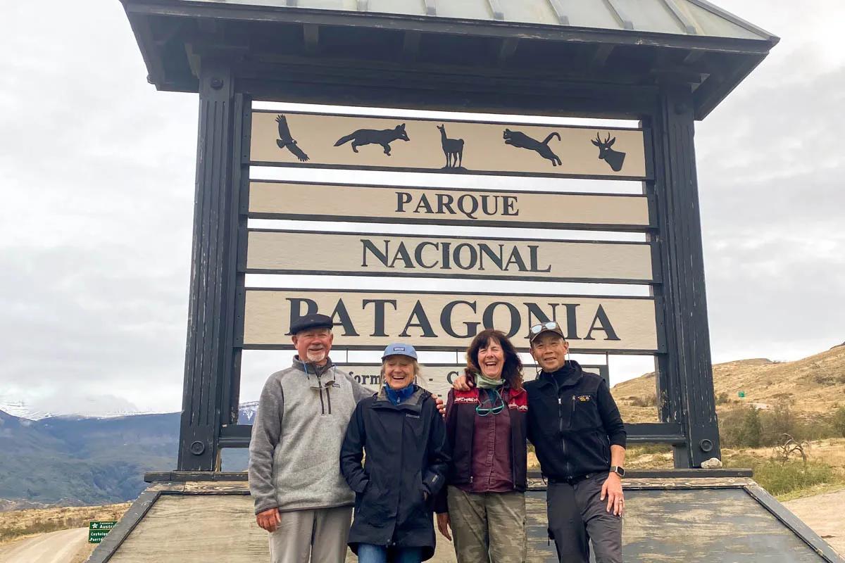 Chuck Sundby, Gloria Beattie, Jeanine Konishi, and Robert Konishi at Parque Nacional Patagonia.