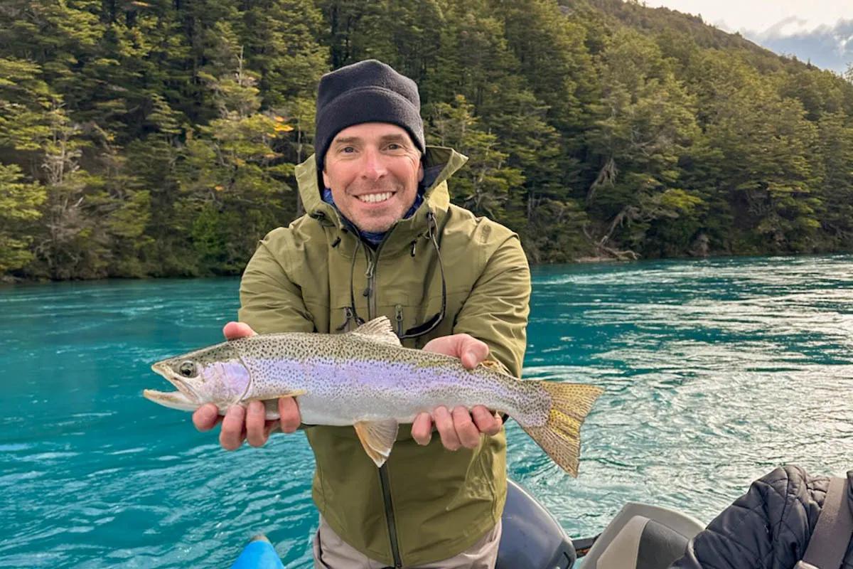 Richard Riley with a nice trout close to Patagonia Baker Lodge.