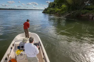 Golden dorado fishing from the boat