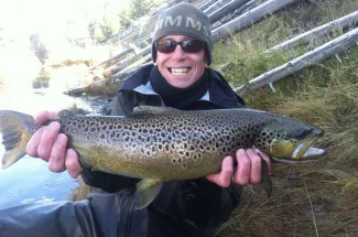 Fly fishing for brown trout in Montana