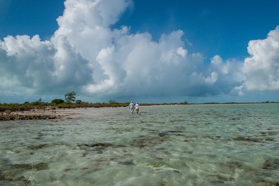 Ann and Leslie stalking an 8lb bonefish