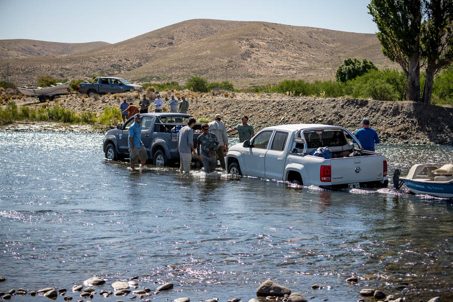 What trip would be complete without truck issues?  Andres's 4 wheel drive diesel stalled fording the Caleufu River while entering estancia Quemquemtreu.  Luckily we were able to pull the truck out, dry out the air filter to get it up and running again