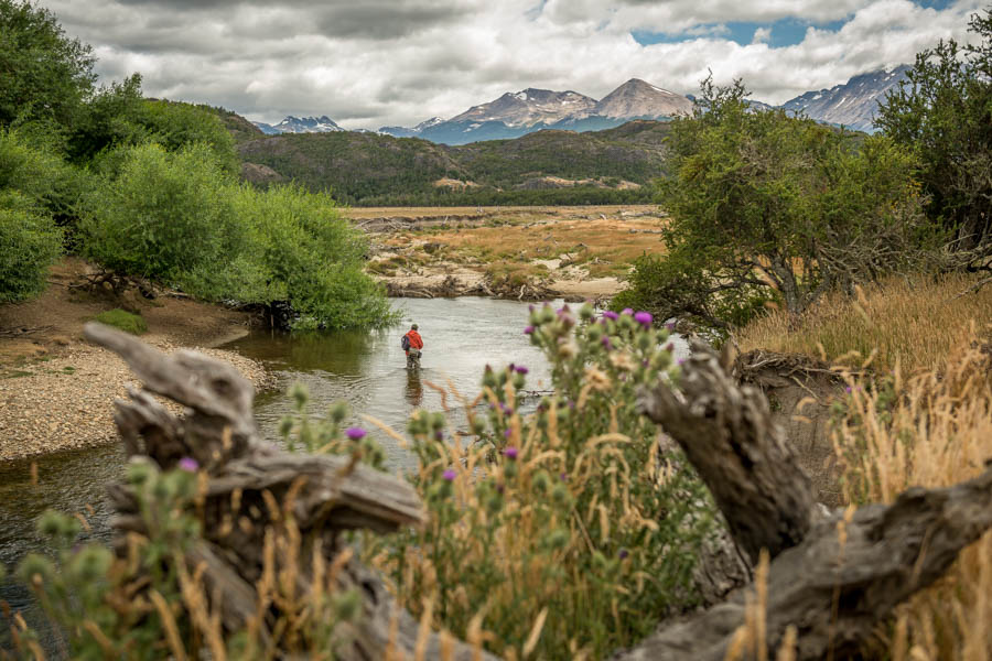 Assistant guide Julio fishing the Rio Pico. The Rio Pico region is named for the river.  The area is home to great small stream fishing and some lakes with huge trout