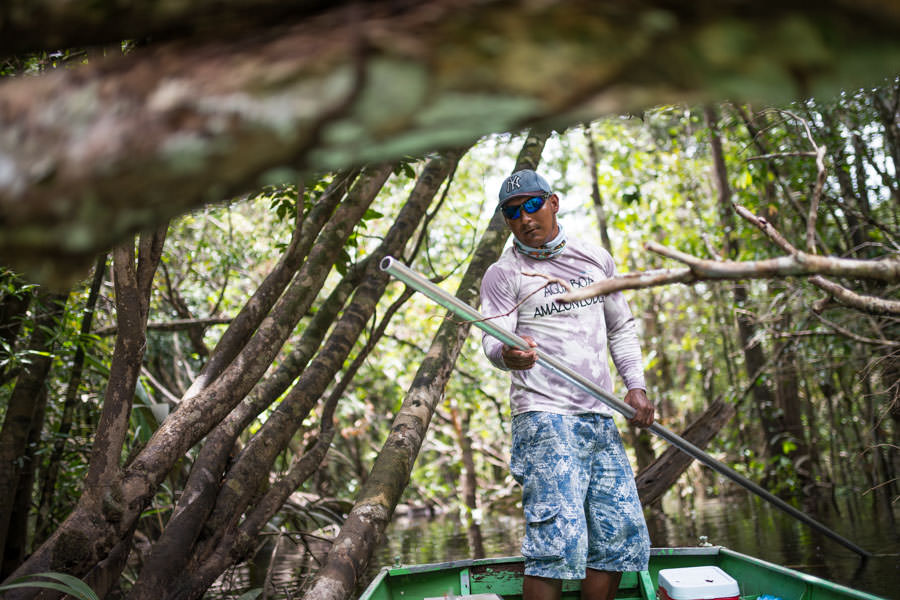 Some of our best fishing occurred exploring remote lagoons. Smaller boats were stashed in these back channels and then the guides polled them into the smaller waters