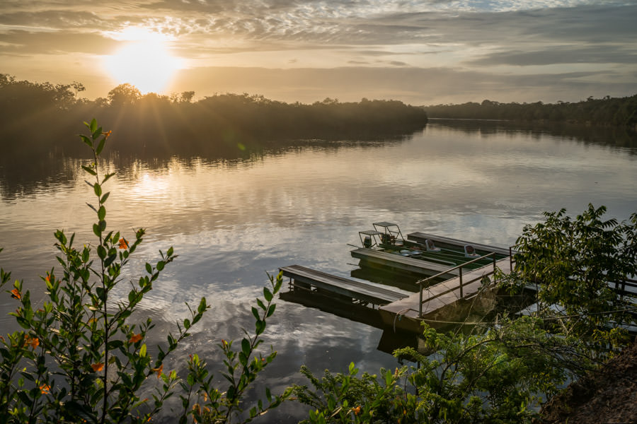 Each morning our guides picked us up at the lodge dock in specially designed skiffs built for the river