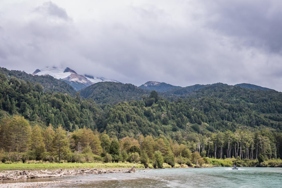 Motoring up river to explore never before fished water