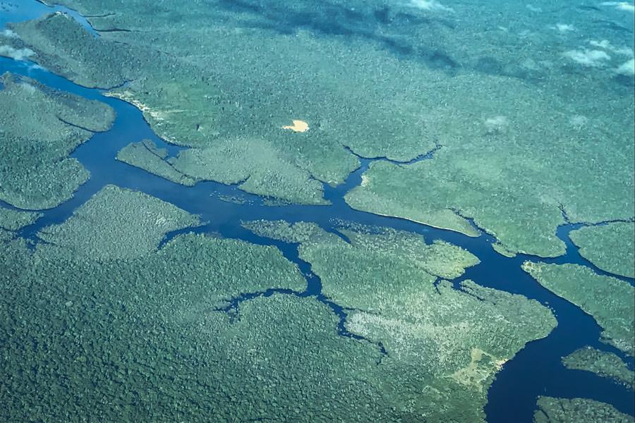 The flight to the lodge carried us over vast tracts of virgin rain forest