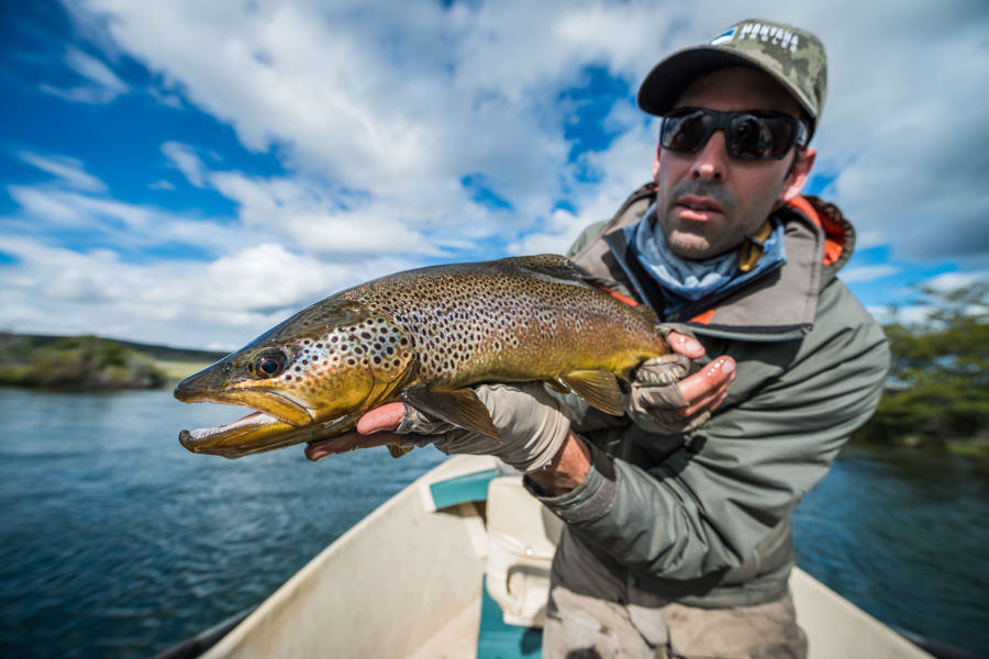 Our guide "Juli" with a nice streamer eating brown from the Futaleufu. We enjoyed an amazing day stripping articulated streamers with bell to bell action