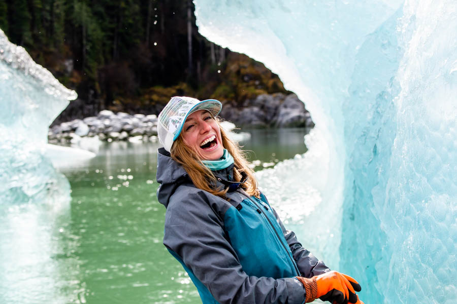 Ashley gets up close to an ice berg from the jet boat. Sometimes mother nature has a way of making the worries of every day life melt away