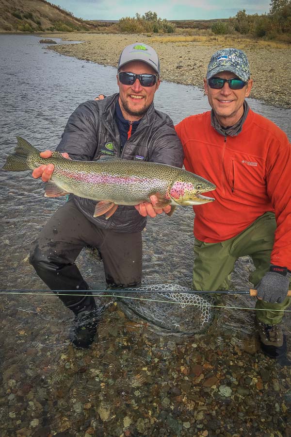 The Gibraltar can also be access by lake boat. Monte and guide Nick motored to the bottom of the river from the lodges lake boat where he landed this nice 'bow