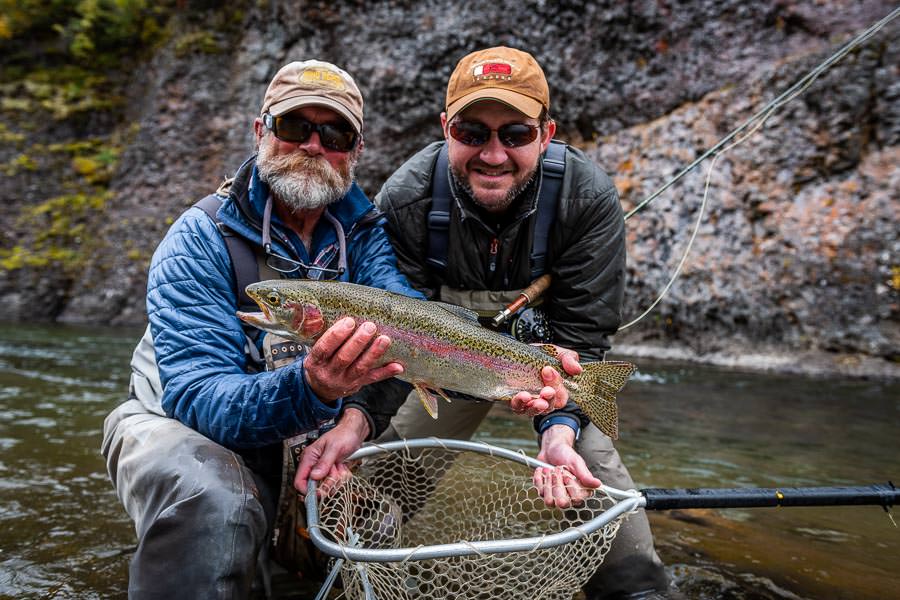 A colorful 20" Copper River Rainbow. Our arms were sore after fighting fish like this all day.