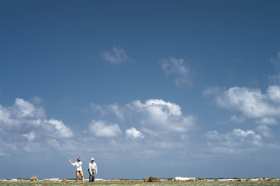 Expansive ocean side hard sand flats provide excellent opportunities for stalking bonefish in skinny water